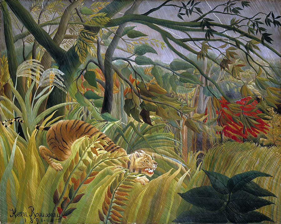 Surprised! Tiger in a Tropical Storm
